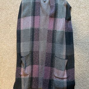 Chaps pink and black plaid long sleeveless layering sweater